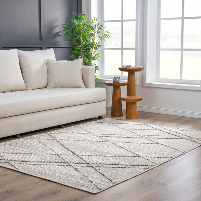 Hauteloom Baqer Bone & Tan Textured Performance Rug - Limited Edition