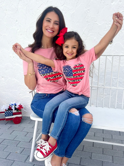 Mia Belle Girls Mommy and Me Patriotic Heart Top