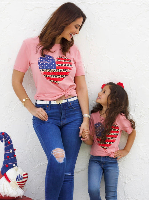 Mia Belle Girls Mommy and Me Patriotic Heart Top