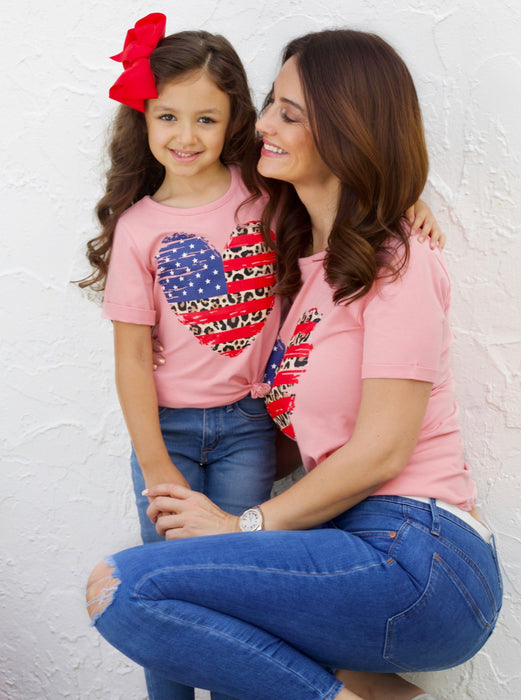 Mia Belle Girls Mommy and Me Patriotic Heart Top