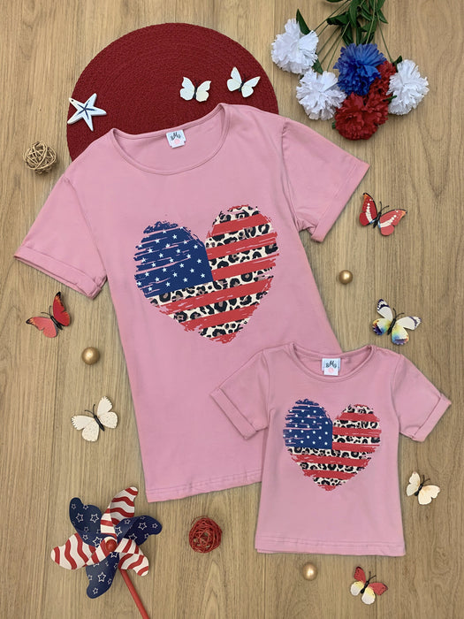 Mia Belle Girls Mommy and Me Patriotic Heart Top