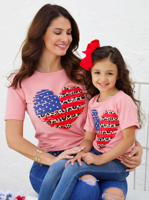 Mia Belle Girls Mommy and Me Patriotic Heart Top
