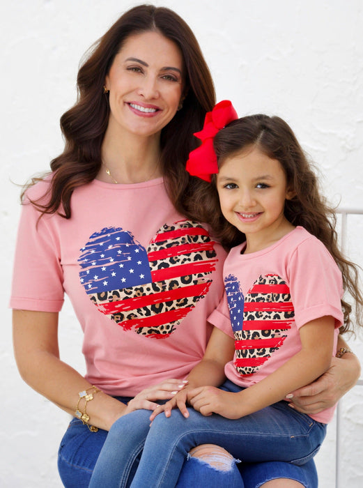 Mia Belle Girls Mommy and Me Patriotic Heart Top