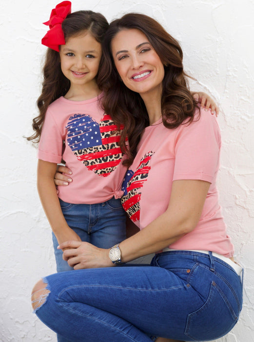 Mia Belle Girls Mommy and Me Patriotic Heart Top