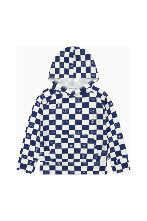 Bird & Bean Bamboo Hoodie - Check It Out - Blue