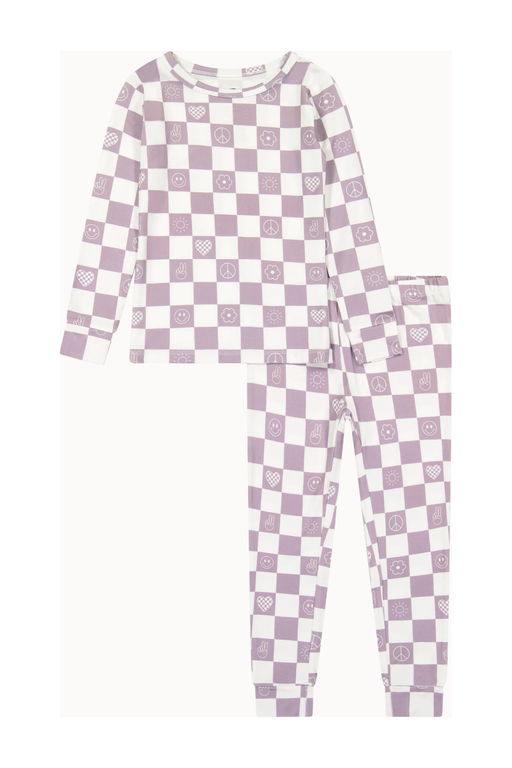 Bird & Bean Pajama Set - Check It Out - Lavender
