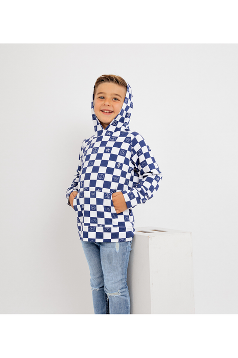 Bird & Bean Bamboo Hoodie - Check It Out - Blue