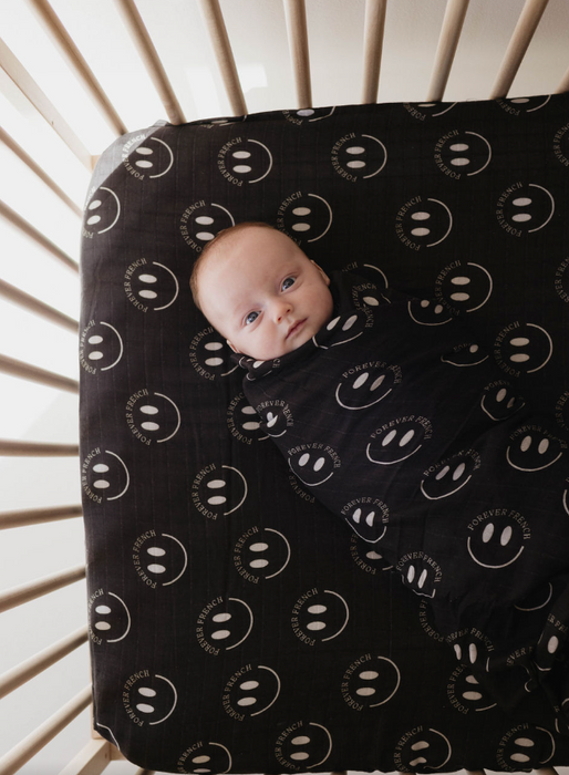 forever french Muslin Swaddle | ff Smile Black