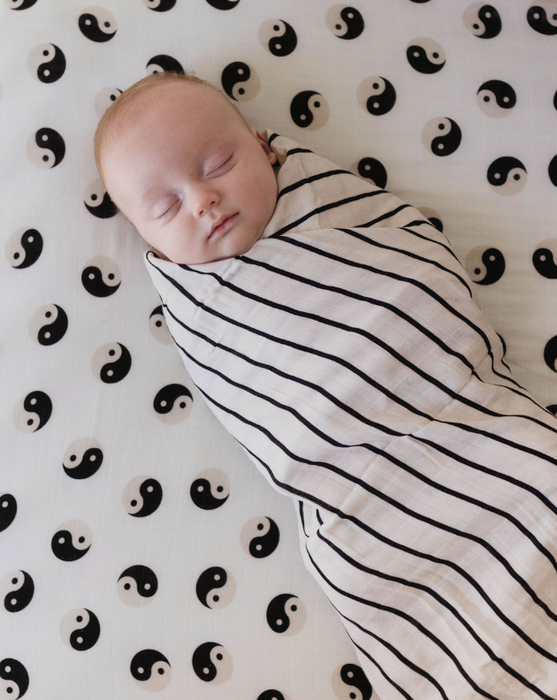 forever french Muslin Swaddle | Grey & Black Stripe