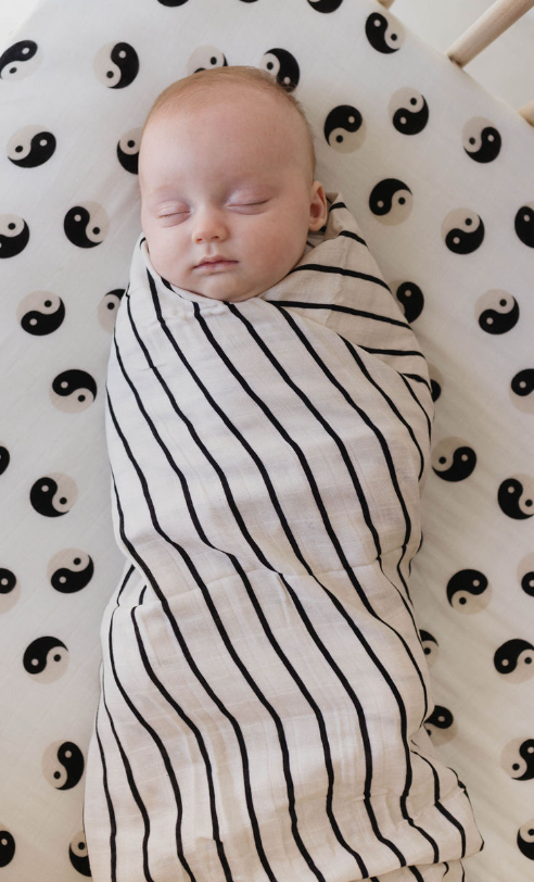 forever french Muslin Swaddle | Grey & Black Stripe