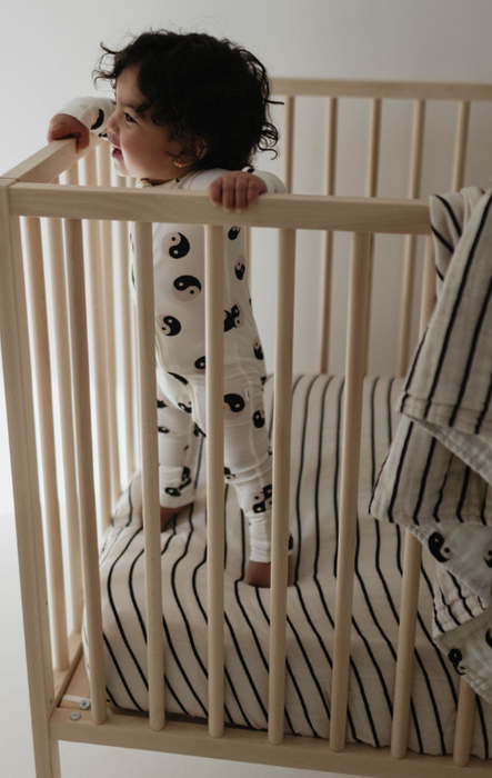 forever french Grey & Black Stripe | Muslin Fitted Crib Sheet