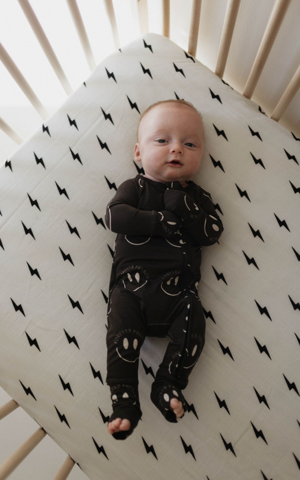 forever french White & Black Lightning Bolt | Crib Sheet