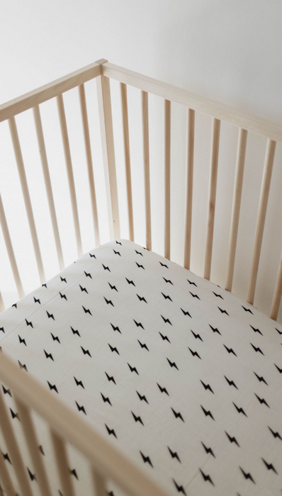 forever french White & Black Lightning Bolt | Crib Sheet