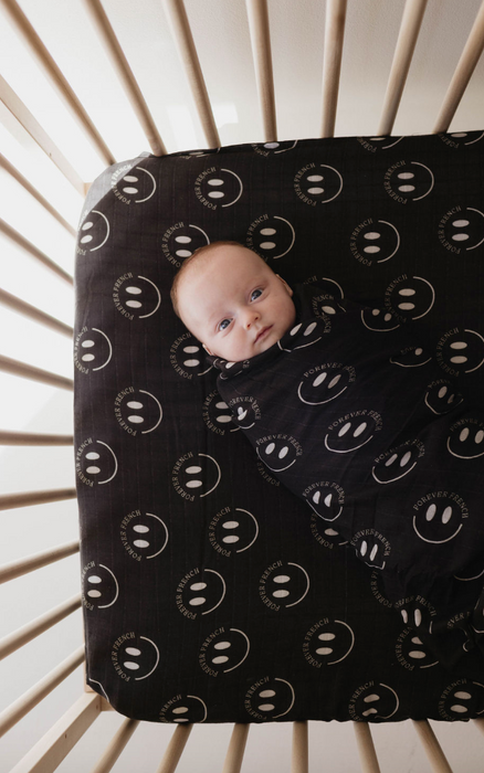 forever french Smile Charcoal | Crib Sheet