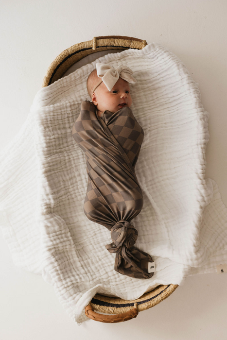 forever french Bamboo Swaddle | Faded Brown Checkerboard