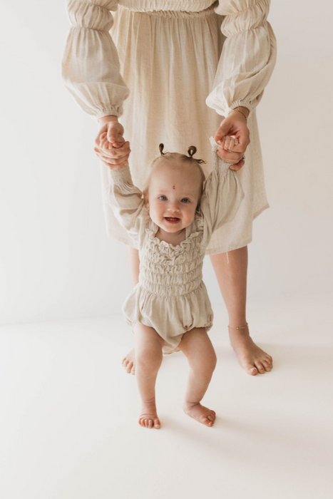 forever french baby Baby Linen Romper | Flax