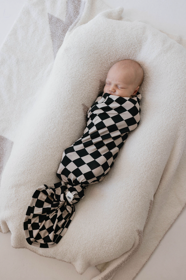 forever french Bamboo Swaddle | Black Checkerboard