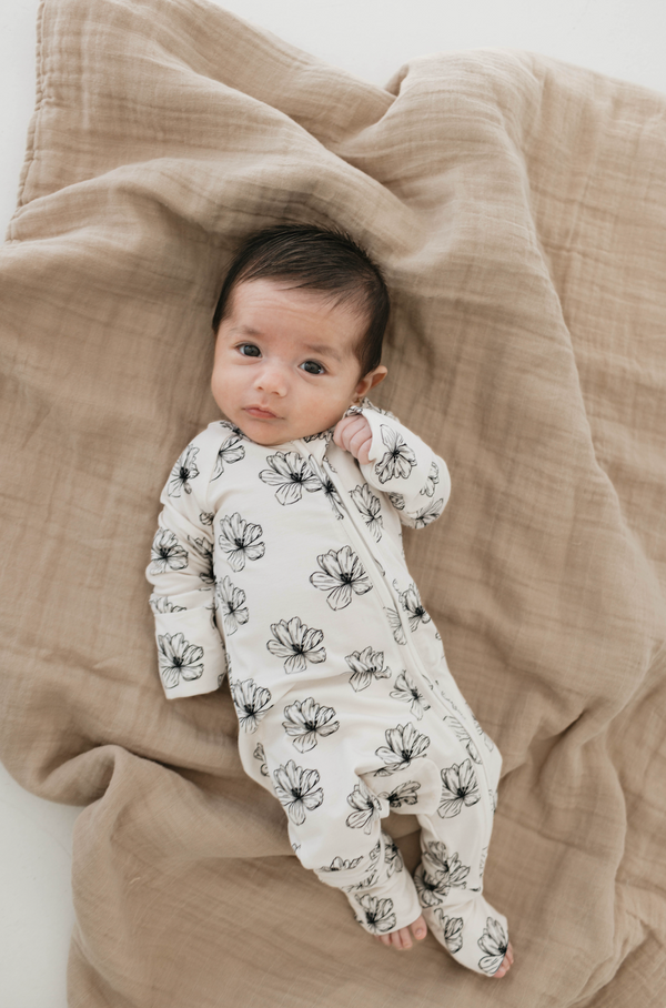 forever french baby Bamboo Zip Pajamas | Desert Bloom