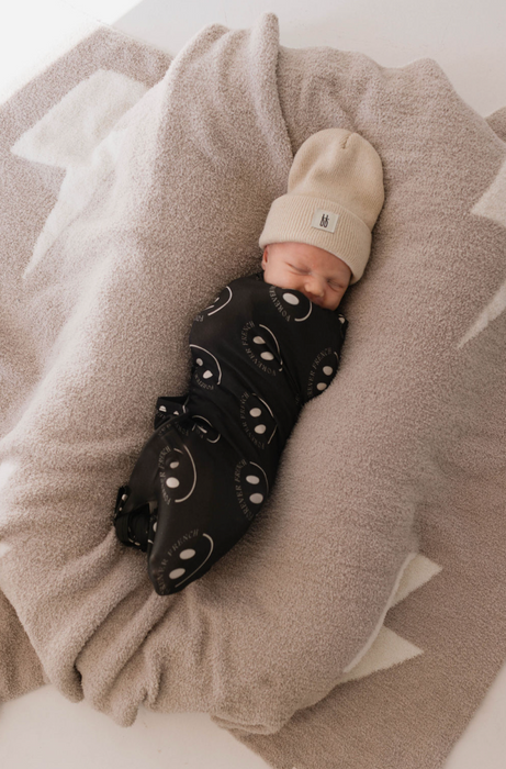 forever french Bamboo Swaddle |  ff Smile Charcoal