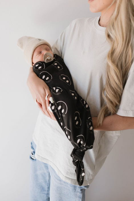 forever french Bamboo Swaddle |  ff Smile Charcoal