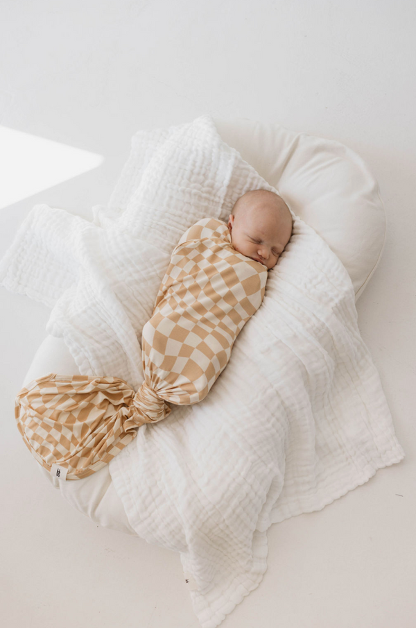 forever french Bamboo Swaddle |Gold Coast Wavy Checker