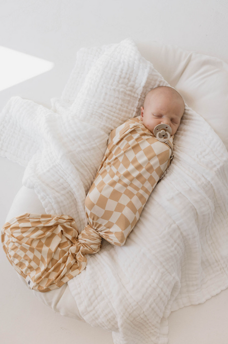 forever french Bamboo Swaddle |Gold Coast Wavy Checker
