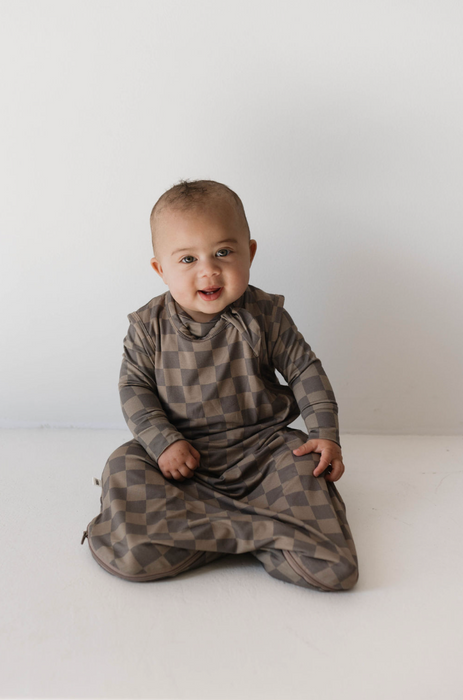 forever french Faded Brown Checkerboard | Bamboo Sleep Sack