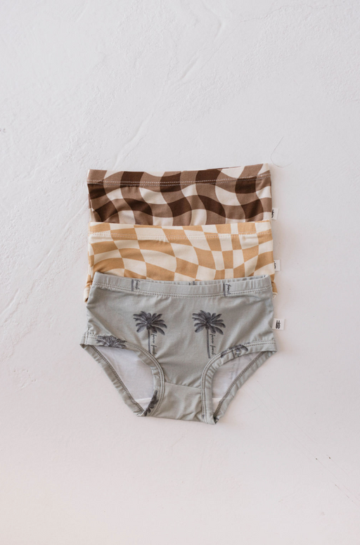 forever french 3 Pack Girl's Brief Bamboo Underwear |Gold Coast + Groovy Gingham + Summer Dreamin'