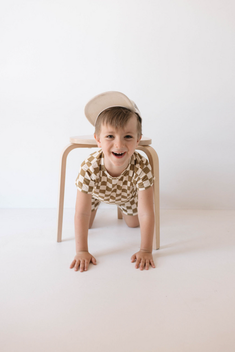 forever french baby Bamboo Short Sets | Olive  Checker