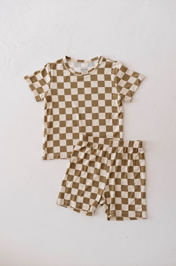 forever french baby Bamboo Short Sets | Olive  Checker