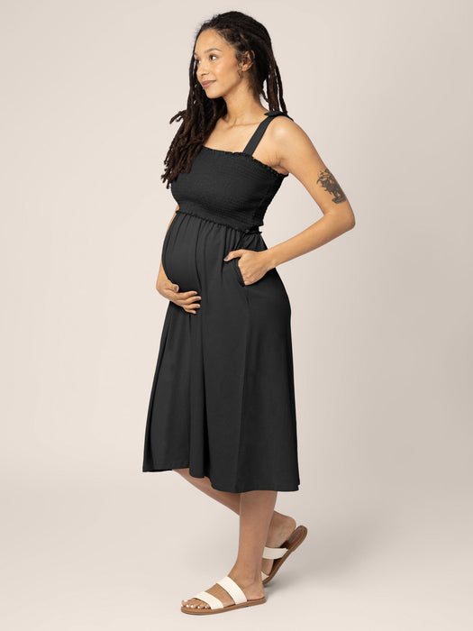 Kindred Bravely Sienna Smocked Maternity & Nursing Dress | Black