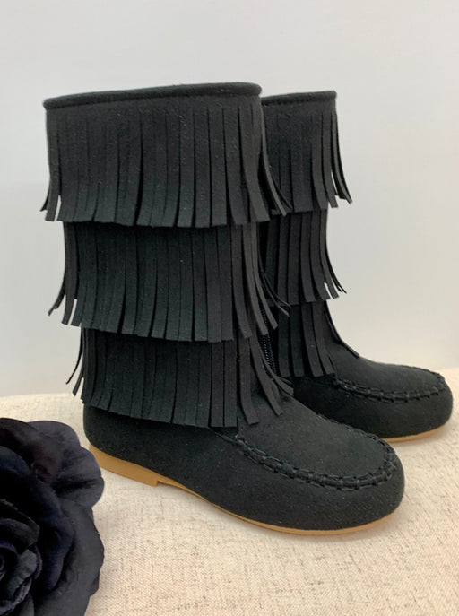 Mia Belle Girls Black Fringe Boots By Liv and Mia