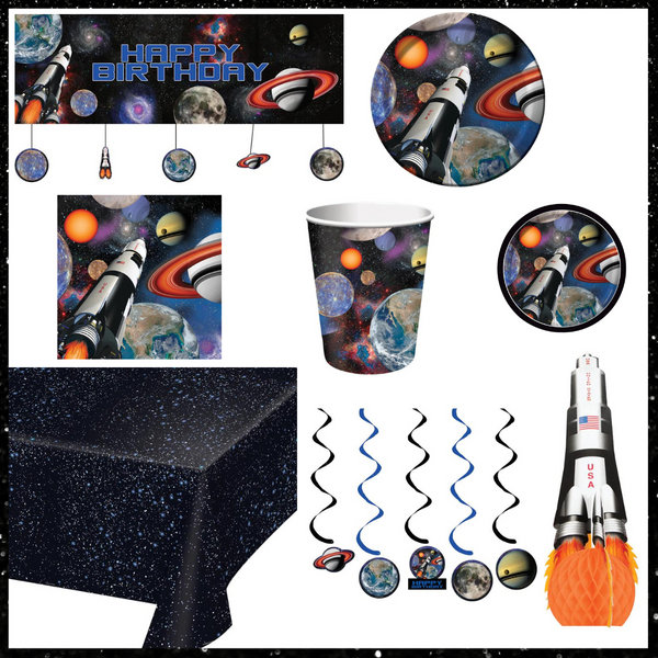 Party Decorations Space Blast Birthday Party Kit for 8 (48 Total Items)