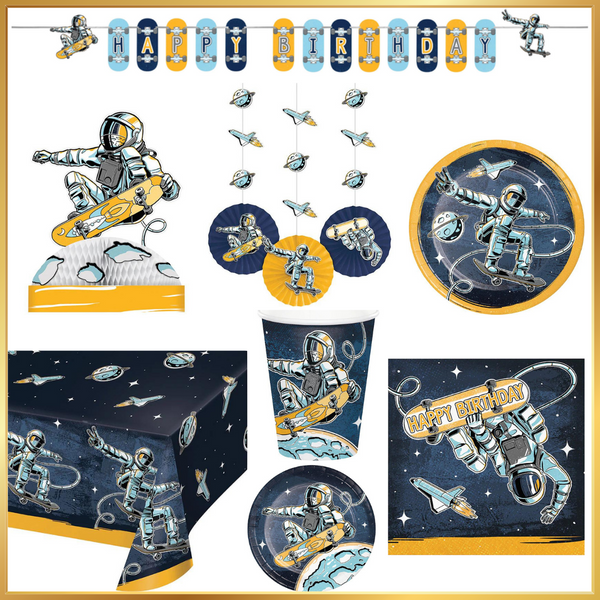 Party Decorations Space Skater Birthday Kit for 8 (46 Total Items)