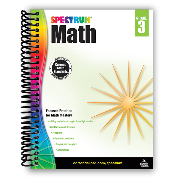 Lay it Flat Spectrum 3rd Grade Math Workbooks, - 160 Pages (Volume 4) (Spiral Bound)