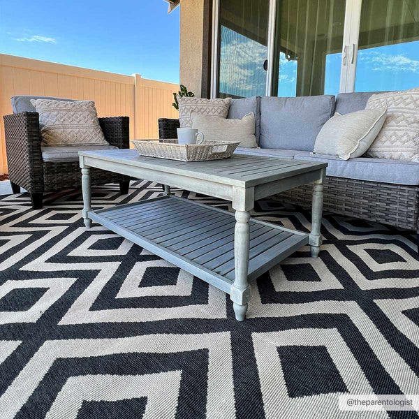 Hauteloom Spilsby Black Trellis Outdoor Rug