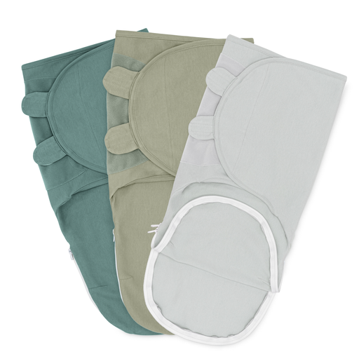 Comfy Cubs Easy Swaddle Blankets with Zipper - Stone, Sage, Azul