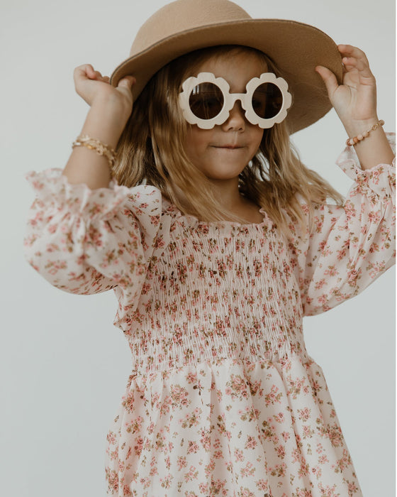 Reverie Threads Matte Flower Sunnies in Cream