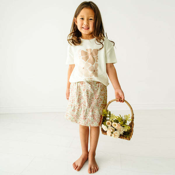 Makemake Organics Organic Girls Tee and Skort Outfit - Summer Floral