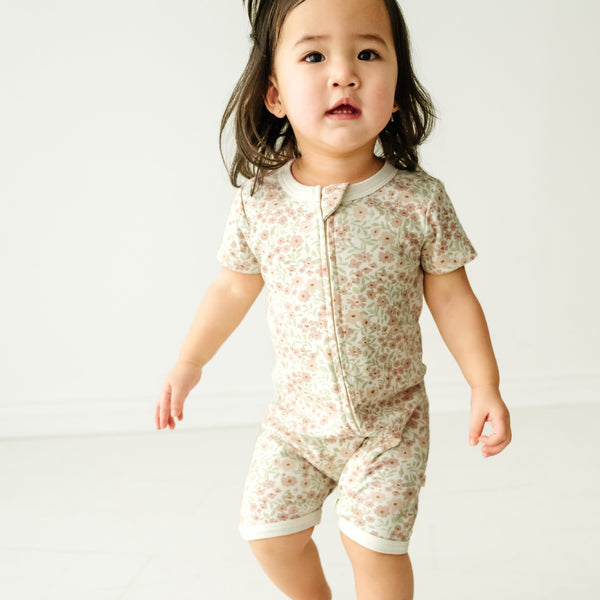 Makemake Organics Organic Baby Short Zip Romper - Summer Floral