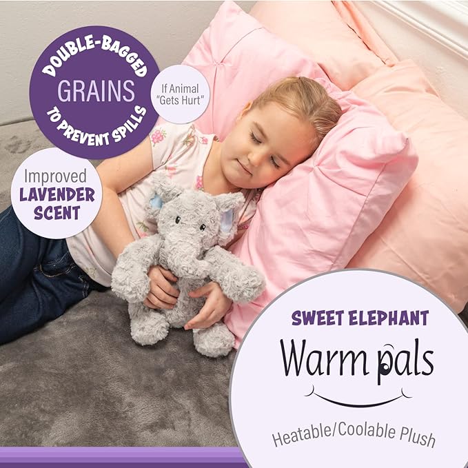 Warm Pals Elephant Warm Pal, Lavender Infused Heatable and Coolable Plush