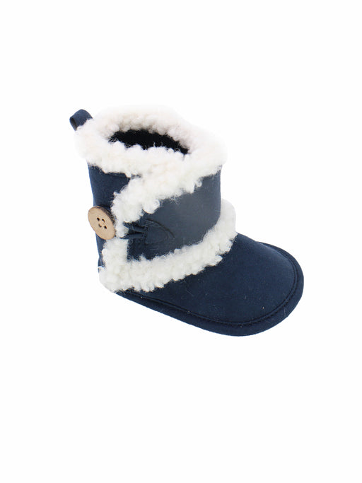 Stepping Stones First Steps Faux Suede and Sherpa Boot in Navy