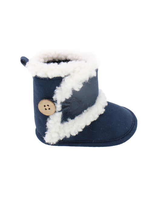 Stepping Stones First Steps Faux Suede and Sherpa Boot in Navy