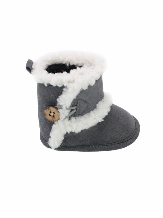 Stepping Stones First Steps Faux Suede and Sherpa Boot in Charcoal