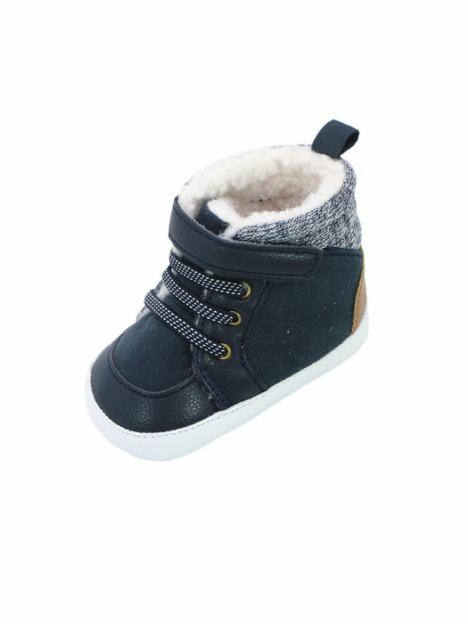 Stepping Stones First Steps Faux Suede Boot with Knit Detail in Navy