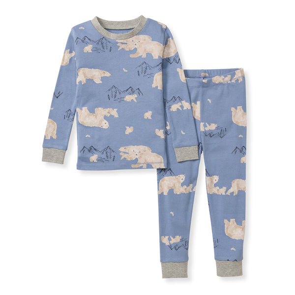 Burt's Bees Polar Mountain 2 Piece Pajama Set Gray