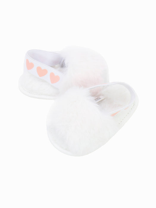 Stepping Stones First Steps Faux Fur Slide in White