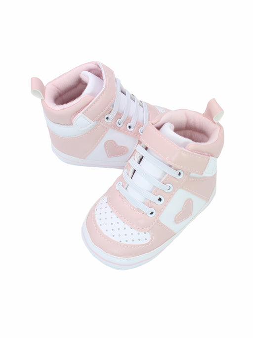 Stepping Stones First Steps Textured Sneaker in White/Pink