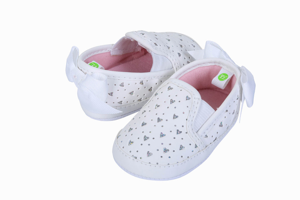 Stepping Stones First Steps Bow Slip on Sneaker with Hearts in White