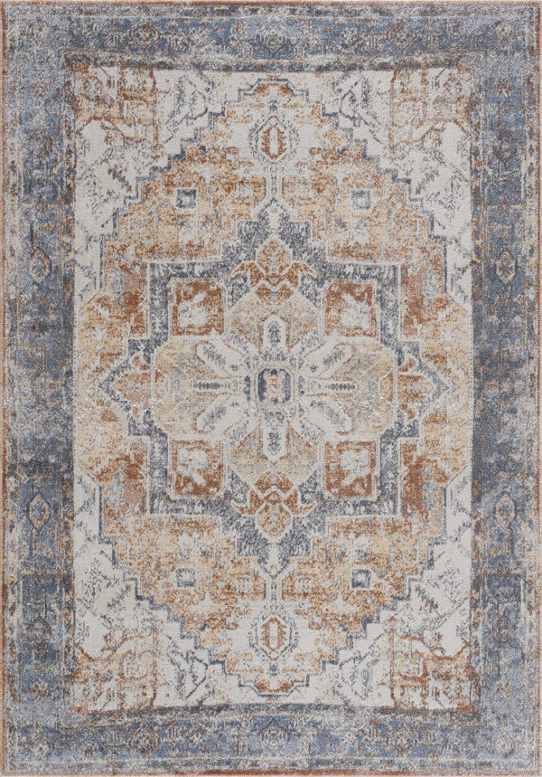 Hauteloom Blue Orange Hera Washable Area Rug